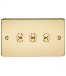 Flat Plate 10AX 3G 2-way toggle switch - polished brass
