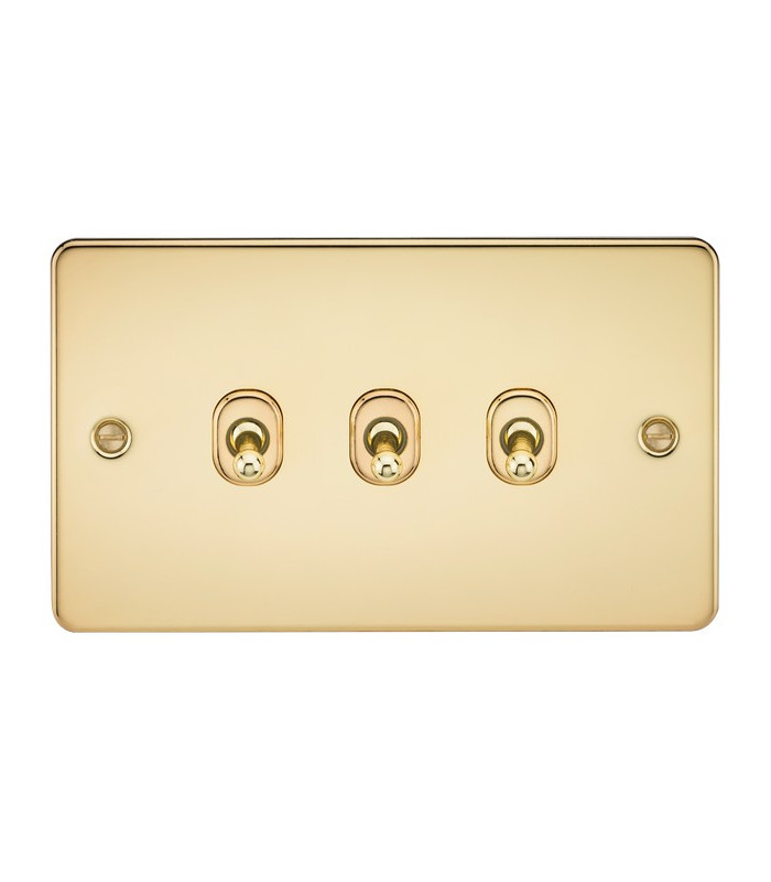 Flat Plate 10AX 3G 2-way toggle switch - polished brass