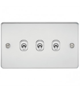 Flat Plate 10AX 3G 2-way toggle switch - polished chrome