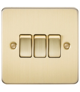 Flat Plate 10AX 3G 2-way switch - brushed brass