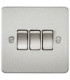 Flat Plate 10AX 3G 2-way switch - brushed chrome