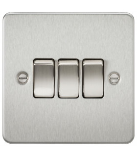 Flat Plate 10AX 3G 2-way switch - brushed chrome