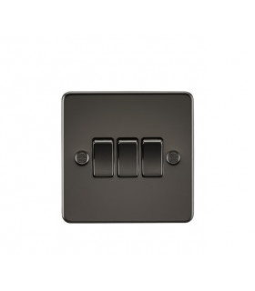 Flat plate 10AX 3G 2-way switch - gunmetal