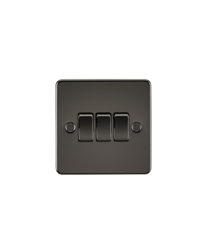 Flat plate 10AX 3G 2-way switch - gunmetal