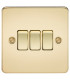 Flat Plate 10AX 3G 2-way switch - polished brass