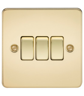 Flat Plate 10AX 3G 2-way switch - polished brass