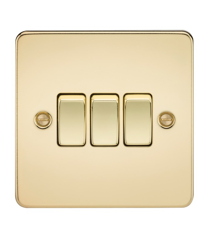 Flat Plate 10AX 3G 2-way switch - polished brass