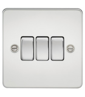 Flat Plate 10AX 3G 2-way switch - polished chrome