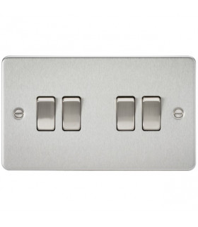 Flat plate 10AX 4G 2-way switch - brushed chrome