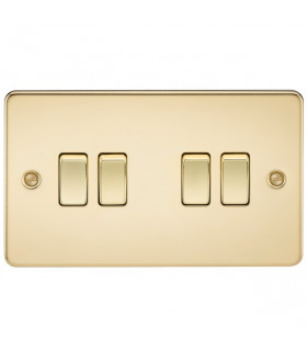 Flat Plate 10AX 4G 2-way switch - polished brass