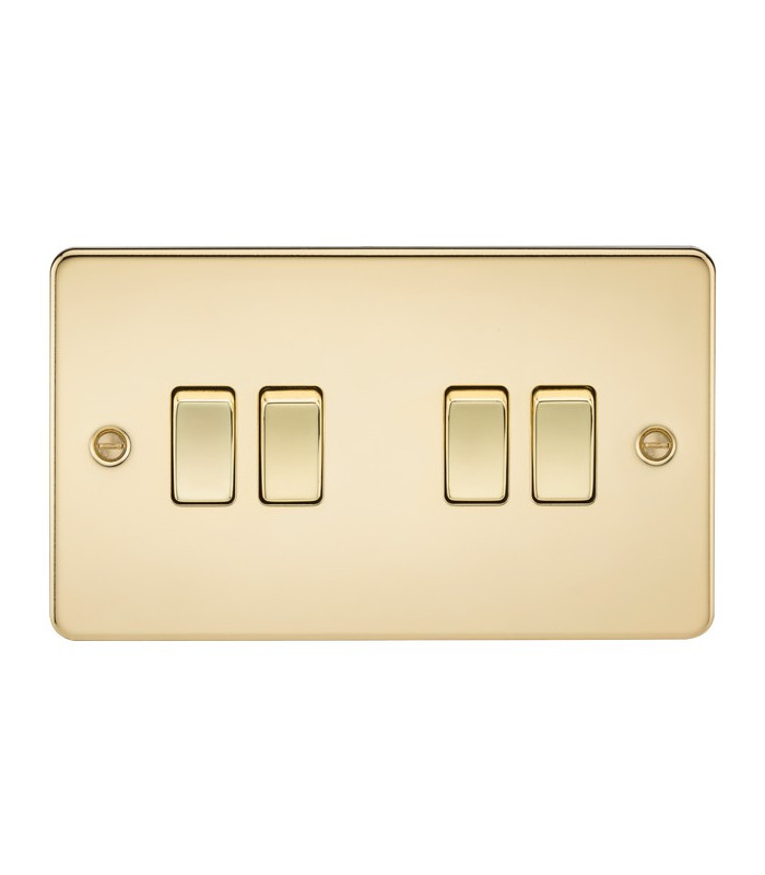 Flat Plate 10AX 4G 2-way switch - polished brass