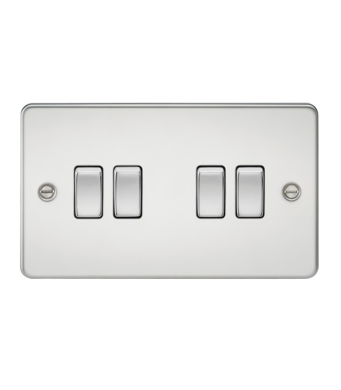 Flat plate 10AX 4G 2-way switch - polished chrome