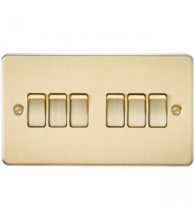 Flat Plate 10AX 6G 2-way switch - brushed brass