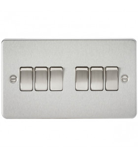 Flat Plate 10AX 6G 2-way switch - brushed chrome