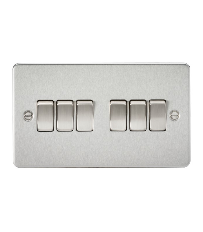 Flat Plate 10AX 6G 2-way switch - brushed chrome