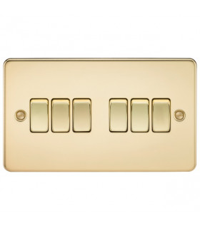 Flat Plate 10AX 6G 2-way switch - polished brass
