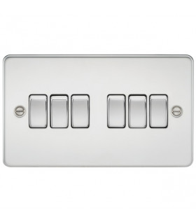 Flat Plate 10AX 6G 2-way switch - polished chrome