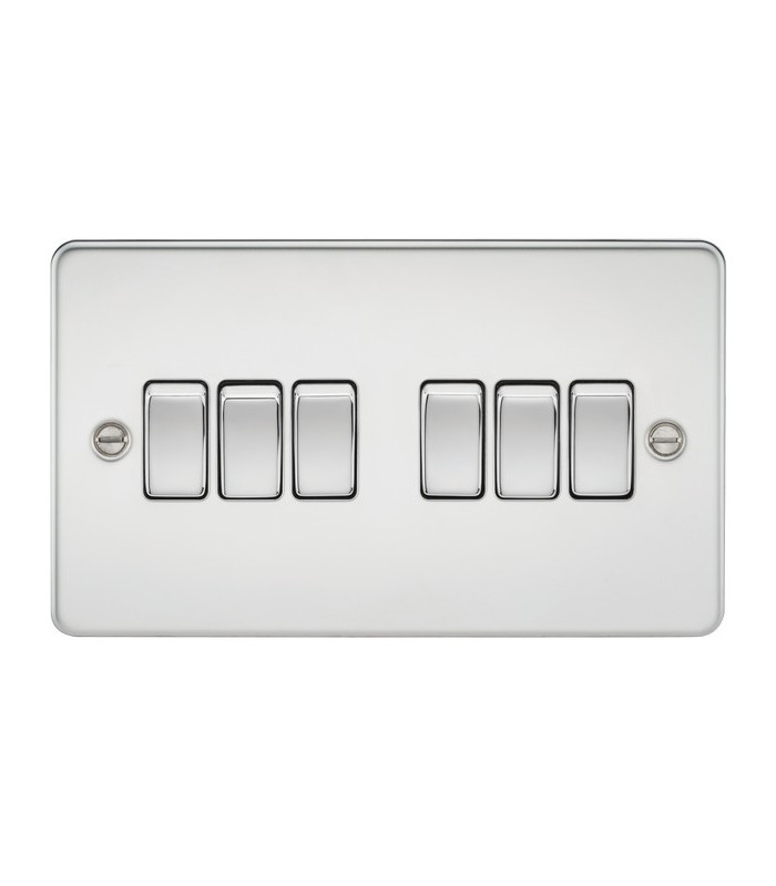 Flat Plate 10AX 6G 2-way switch - polished chrome
