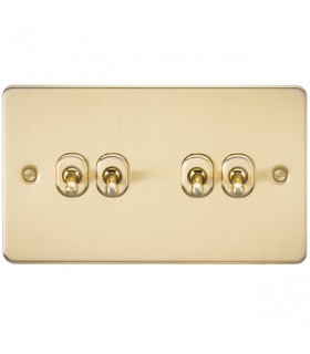 Flat Plate 10AX 4G 2-way toggle switch - brushed brass