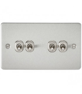 Flat Plate 10AX 4G 2-way toggle switch - brushed chrome