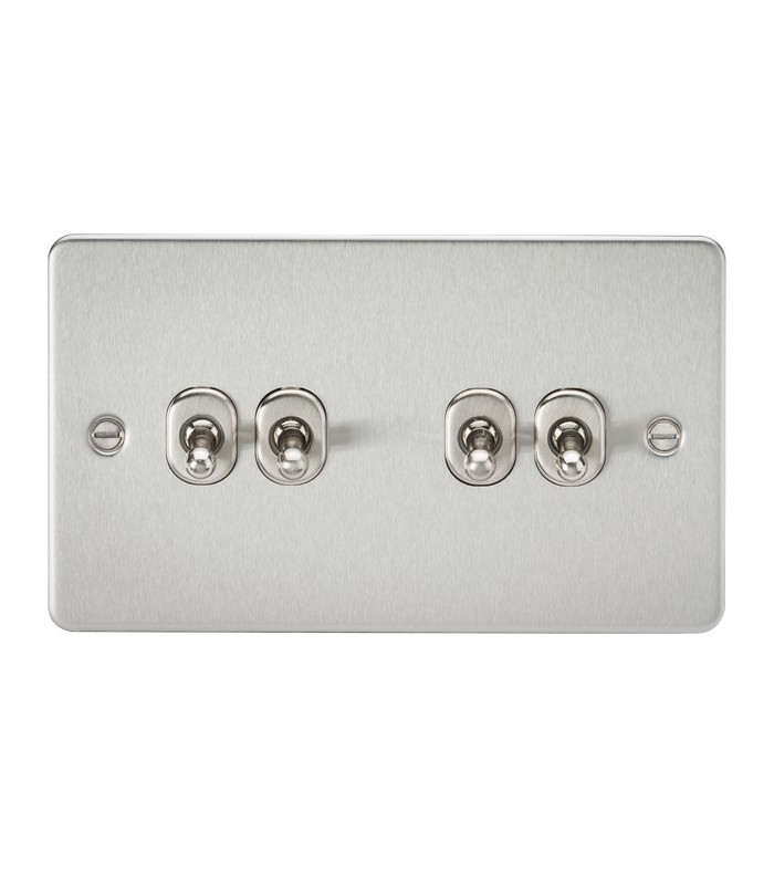 Flat Plate 10AX 4G 2-way toggle switch - brushed chrome
