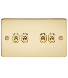 Flat Plate 10AX 4G 2-way toggle switch - polished brass