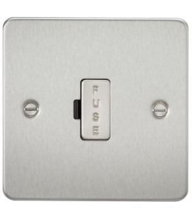 Flat Plate 13A fused spur unit - brushed chrome