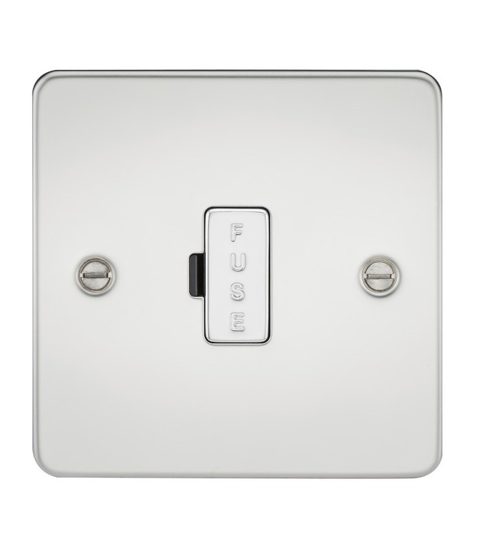 Flat Plate 13A fused spur unit - polished chrome