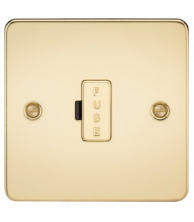 Flat Plate 13A fused spur unit - polished brass