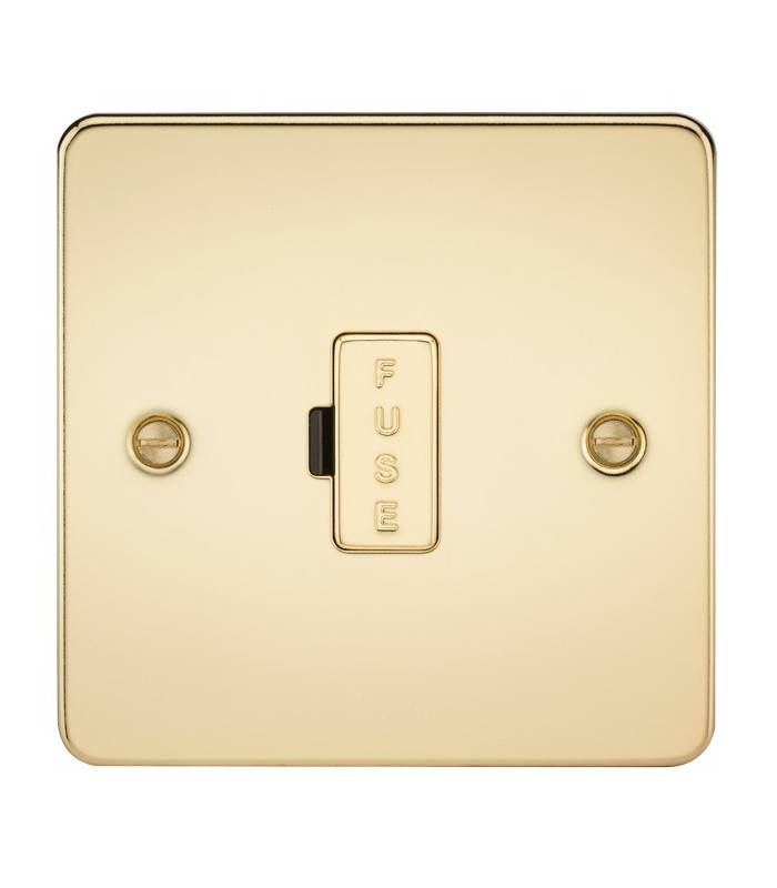 Flat Plate 13A fused spur unit - polished brass