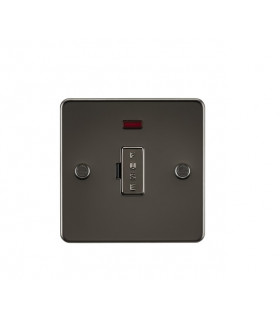 Flat Plate 13A fused spur unit with neon - gunmetal
