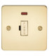 Flat Plate 13A fused spur unit with neon - polished brass