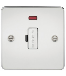 Flat Plate 13A fused spur unit with neon - polished chrome