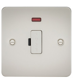 Flat Plate 13A fused spur unit with neon - pearl