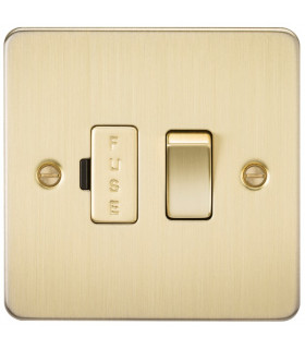 Flat Plate 13A switched fused spur unit - brushed brass