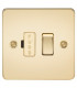 Flat Plate 13A switched fused spur unit - polished brass