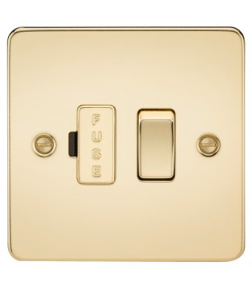 Flat Plate 13A switched fused spur unit - polished brass
