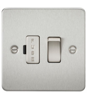 Flat Plate 13A switched fused spur unit - brushed chrome