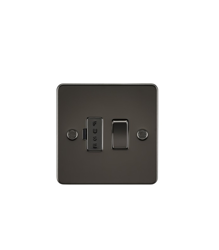 Flat Plate 13A switched fused spur unit - gunmetal
