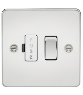 Flat Plate 13A switched fused spur unit - polished chrome