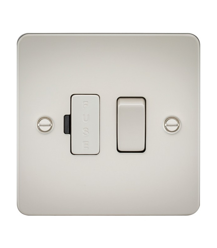 Flat Plate 13A switched fused spur unit - pearl