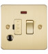 Flat Plate 13A switched fused spur unit with neon and flex outlet - brushed brass