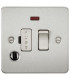 Flat Plate 13A switched fused spur unit with neon and flex outlet - brushed chrome