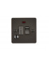 Flat Plate 13A switched fused spur unit with neon and flex outlet - gunmetal