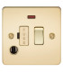 Flat Plate 13A switched fused spur unit with neon and flex outlet - polished brass