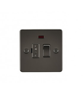Flat Plate 13A switched fused spur unit with neon - gunmetal