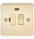 Flat Plate 13A switched fused spur unit with neon - polished brass