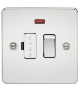 Flat Plate 13A switched fused spur unit with neon - polished chrome
