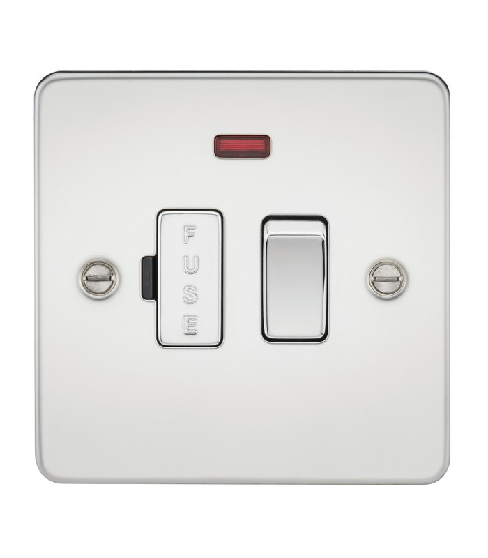Flat Plate 13A switched fused spur unit with neon - polished chrome