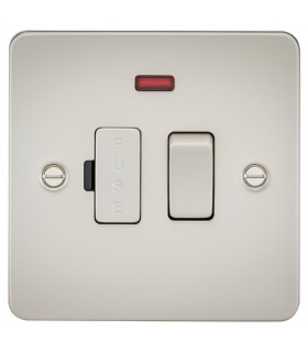 Flat Plate 13A switched fused spur unit with neon - pearl